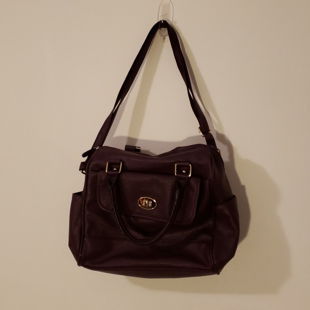 Eggplant purple zippered purse, adjustable strap - Picture 2 of 6